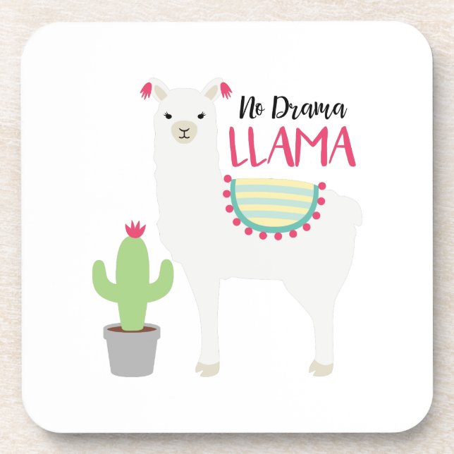 No Drama Llama Beverage Coaster (Front)