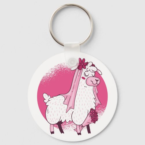 No Drama LLama BRIDE Funny Wedding Bridal Shower Keychain