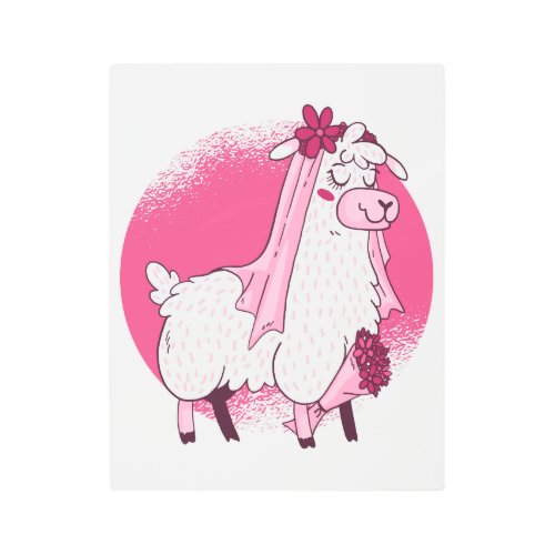 No Drama LLama BRIDE Funny Wedding Bridal Shower Metal Print