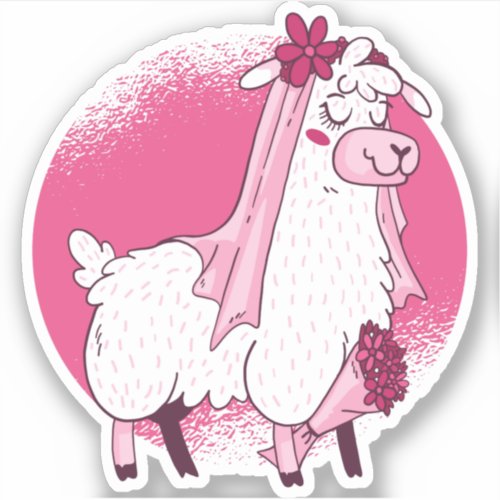 No Drama LLama BRIDE Funny Wedding Bridal Shower Sticker