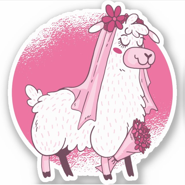 No Drama LLama BRIDE Funny Wedding Bridal Shower Sticker (Front)