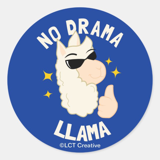 No Drama Llama Classic Round Sticker (Front)