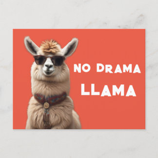 No Drama Llama Cool Alpaca Wear Sunglasses Orange Postcard