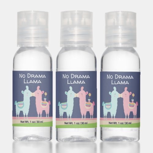 No Drama Llama cool cute modern pink blue school Hand Sanitizer