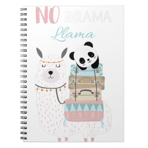 No Drama Llama Cute Panda riding Llama Alpaca Prem Notebook