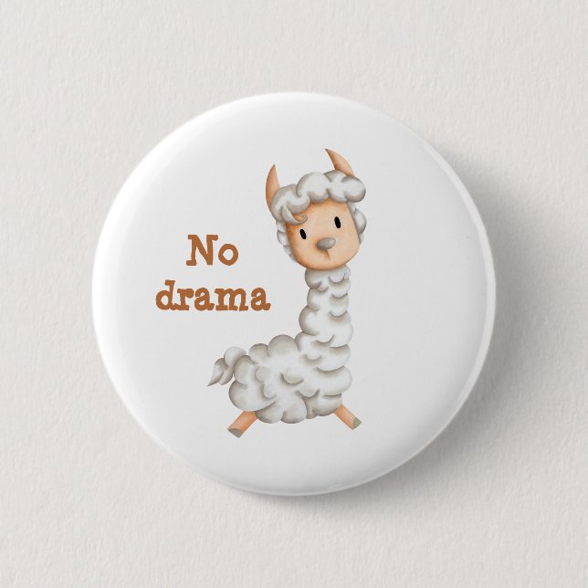 No drama llama cute personalized button (Front)