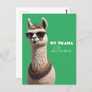 No Drama Llama Funky Alpaca Sunglasses Green Postcard