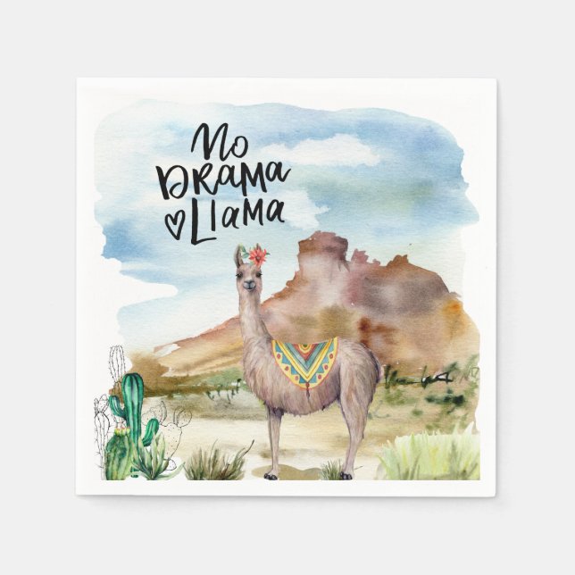 No Drama Llama Funny Description Napkins (Front)