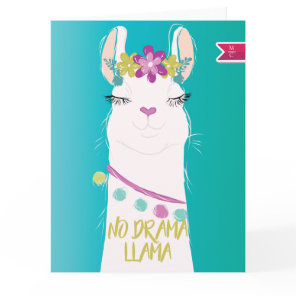 No Drama Llama illustration Monogram Card