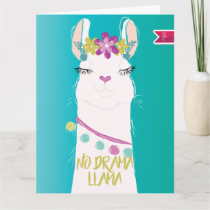 No Drama Llama illustration Monogram Card