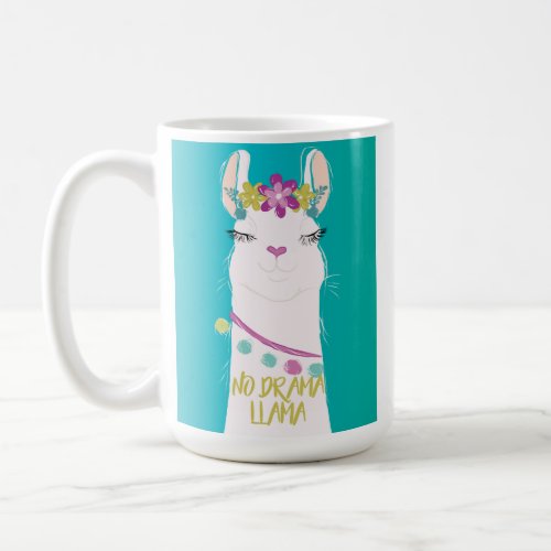No Drama Llama illustration Monogram Coffee Mug
