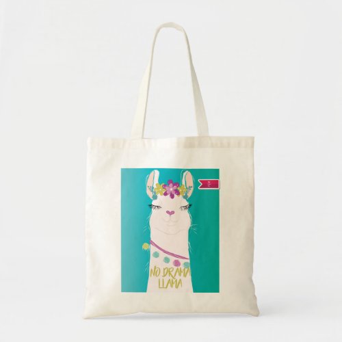 No Drama Llama illustration Monogram Tote Bag