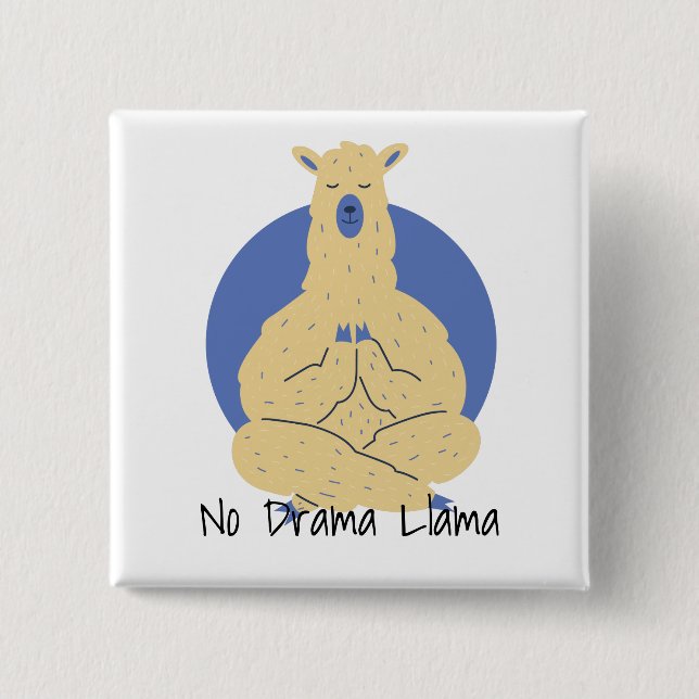 No Drama Llama in Yoga Pose Button (Front)