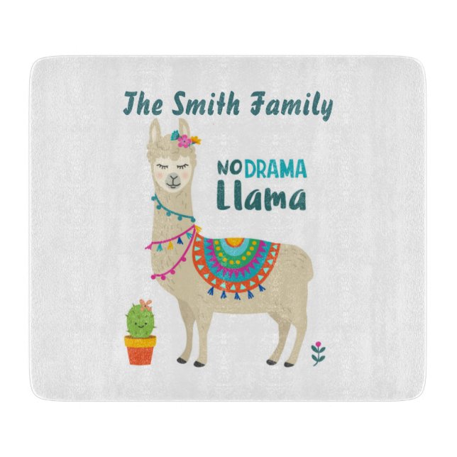 No Drama Llama Personnalised Cutting Board (Front)