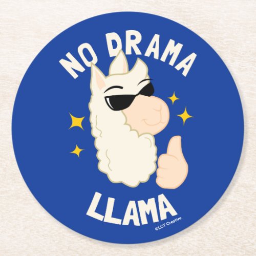 No Drama Llama Round Paper Coaster