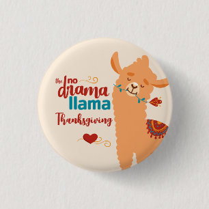 No Drama Llama Thanksgiving Cream Button