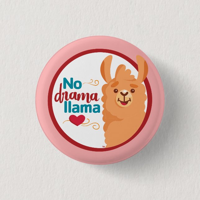 No Drama Llama (Warm) Pink Button (Front)