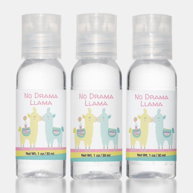 No Drama Llama Yellow Turquoise Fun Cute Cool  Hand Sanitizer (Set)