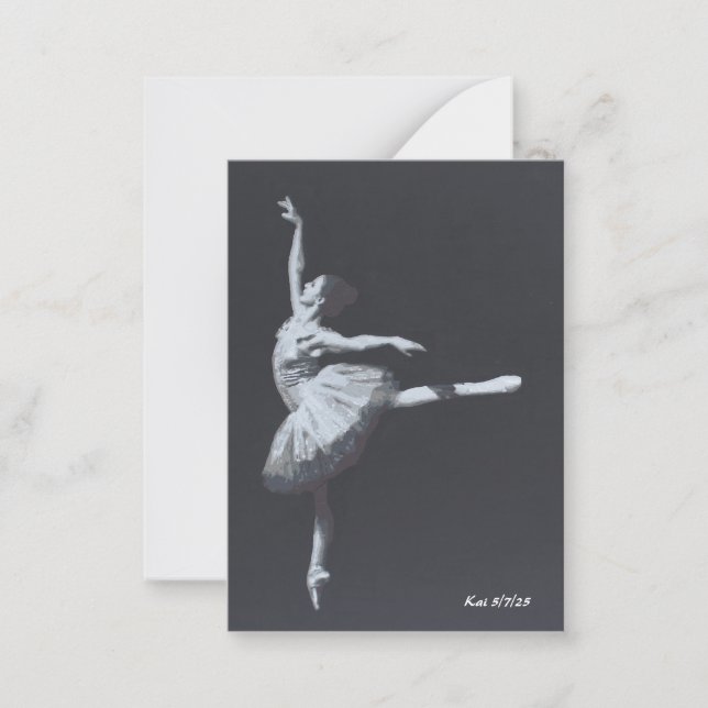 No Drama, Only Freedom, Ballerina Bookmark Note Card (Front)