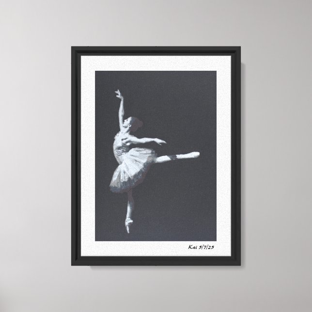 No Drama, Only Freedom, Black & White Ballerina Canvas Print (Front)