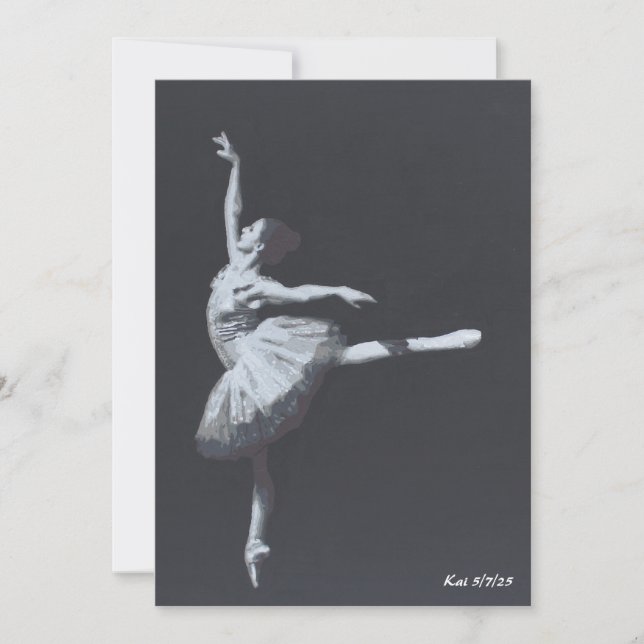 No Drama, Only Freedom, Black & White Ballerina Invitation (Front)
