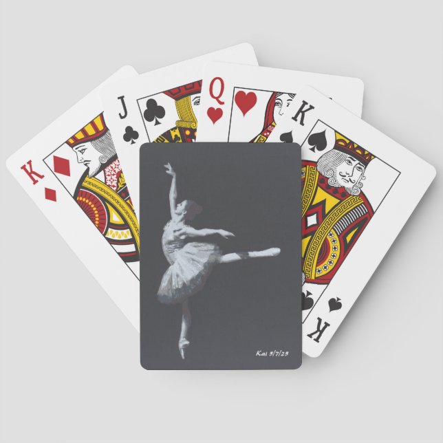 No Drama, Only Freedom, Black & White Ballerina Poker Cards (Back)