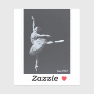 No Drama, Only Freedom, Black & White Ballerina Sticker