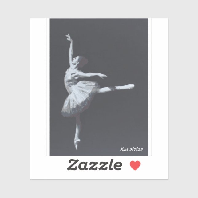No Drama, Only Freedom, Black & White Ballerina Sticker (Sheet)