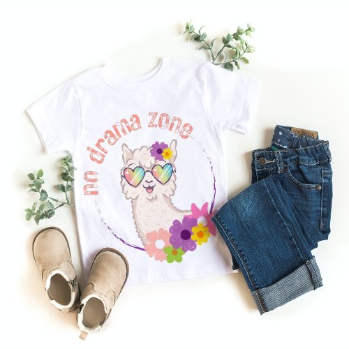No Drama Zone Funny Llama Baby Girls T_Shirt