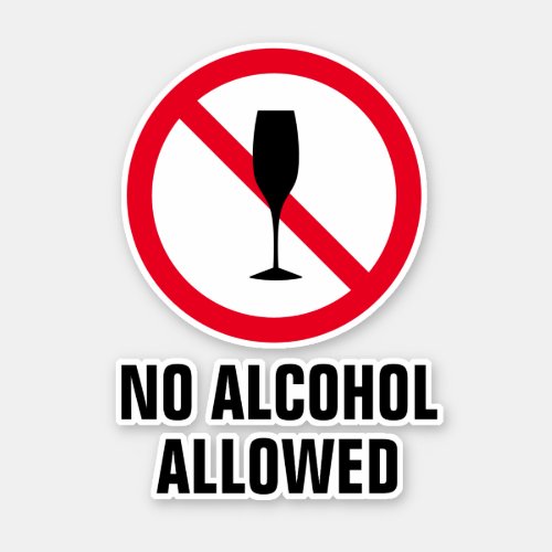 No drinking alcohol allowed wine glass logo vinyl sticker