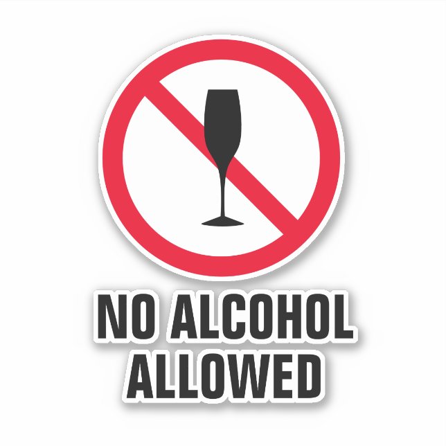 No drinking alcohol allowed wine glass logo vinyl sticker (Front)