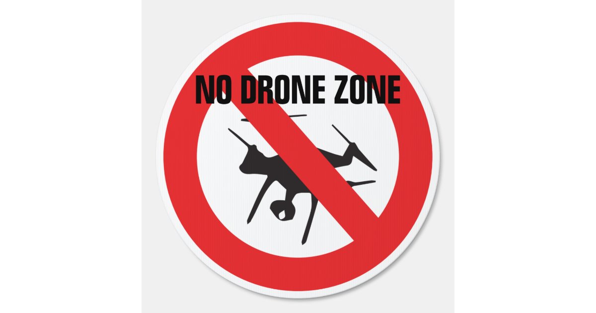 No Drone Zone drone icon and red slash symbol Sign | Zazzle