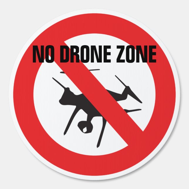 No Drone Zone drone icon and red slash symbol Sign (Front)