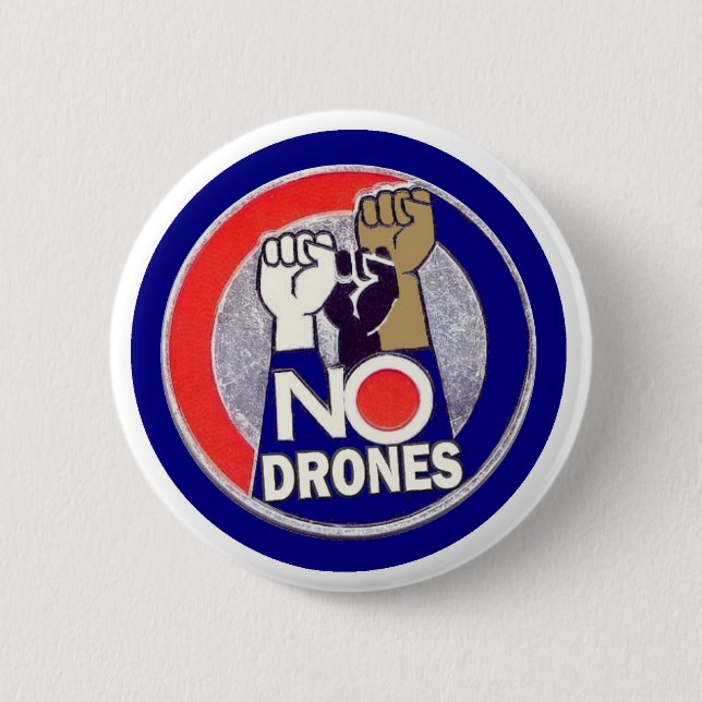 NO DRONES PINBACK BUTTON (Front)