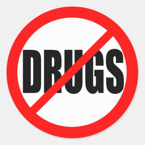 NO DRUGS CLASSIC ROUND STICKER