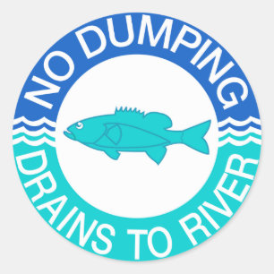 No Dumping Drains To River, Sign, New Jersey, US Classic Round Sticker