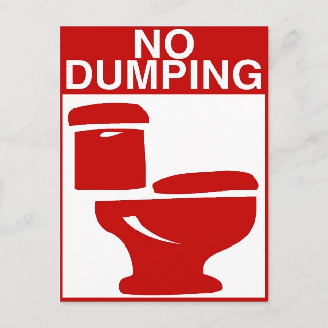 No Dumping Toilet Sign Postcard (Front)