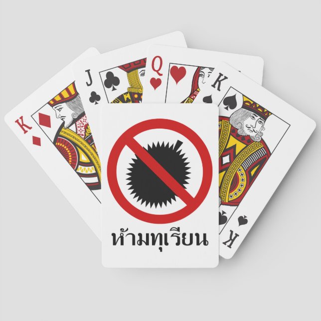 NO Durian Fruit ⚠ Thai Language Script Sign ⚠ Poker Cards (Back)