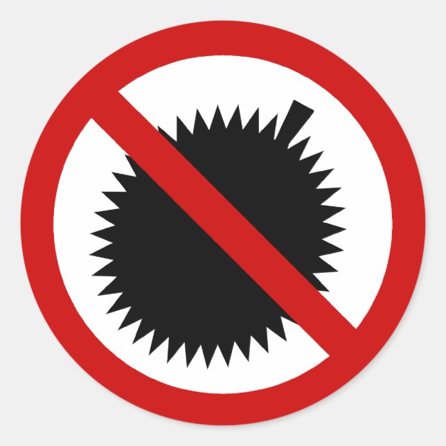 NO Durian Tropical Fruit ⚠ Thai Sign ⚠ Classic Round Sticker (Front)