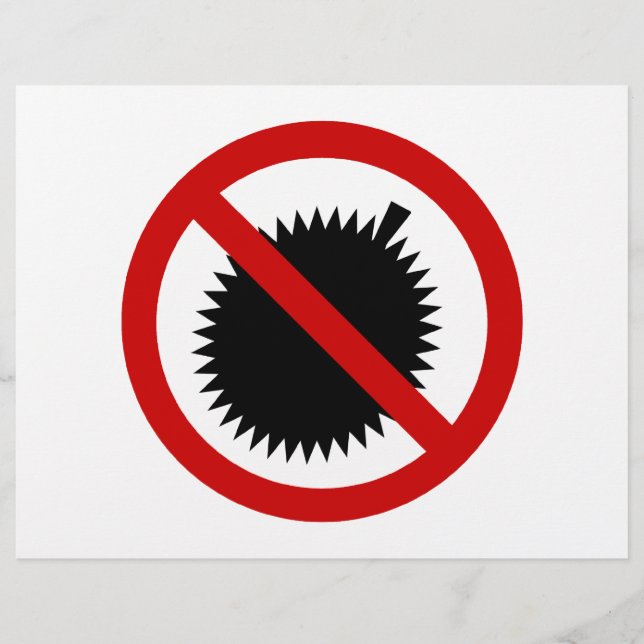 NO Durian Tropical Fruit ⚠ Thai Sign ⚠ Flyer (Front)