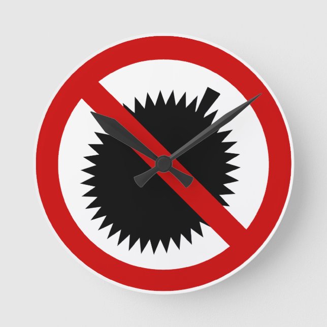 NO Durian Tropical Fruit ⚠ Thai Sign ⚠ Round Clock (Front)