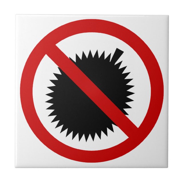 NO Durian Tropical Fruit ⚠ Thai Sign ⚠ Tile (Front)