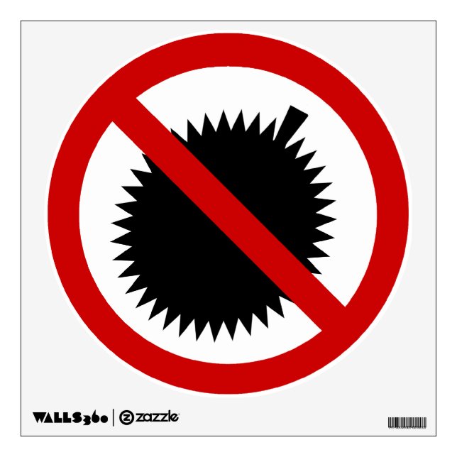 NO Durian Tropical Fruit ⚠ Thai Sign ⚠ Wall Sticker (Front)