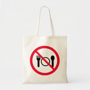 No Eating Red Circle Sign   Budget Tote Bag