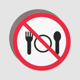 No Eating   Red Circle Sign   Car Magnet