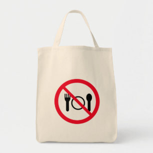 No Eating Red Circle Sign Grocery Tote Bag