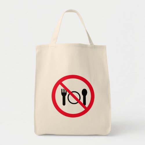 No Eating Red Circle Sign  Grocery Tote Bag