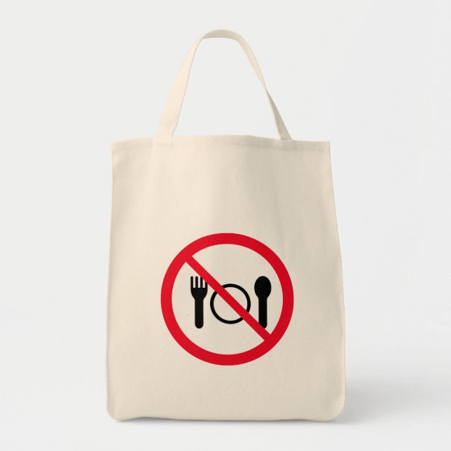 No Eating Red Circle Sign | Grocery Tote Bag (Front)