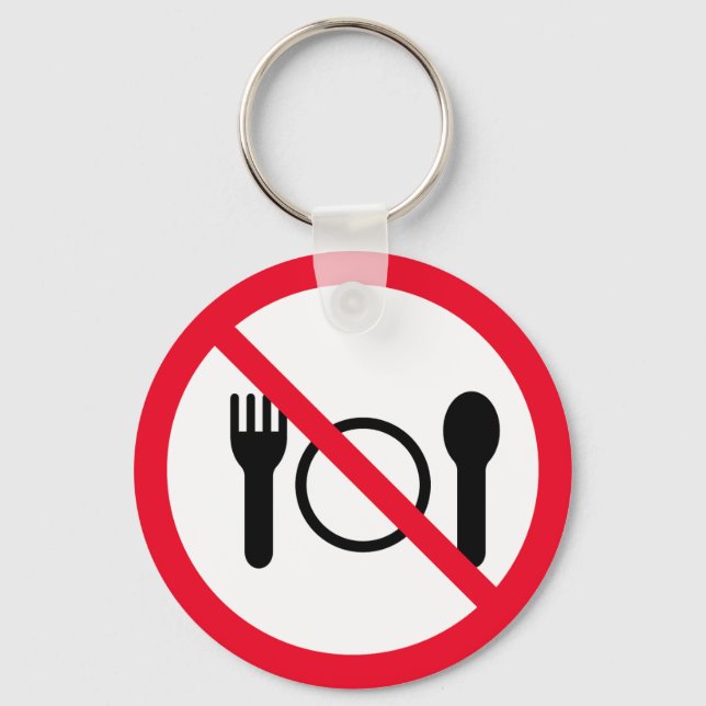 No Eating Vector Sign | Metal Circle Keychain (Front)