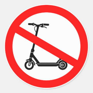 No Electric Scooters Sign – restrected E-Scooter Classic Round Sticker